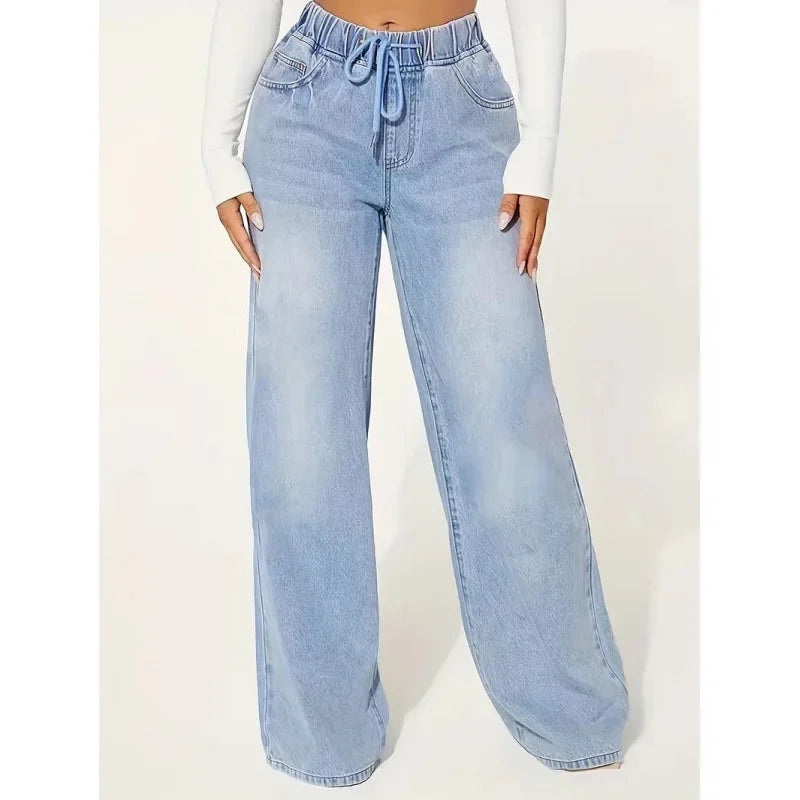 Dame Wide-Leg Jeans – Trendy Straight Jeans with High Waist
