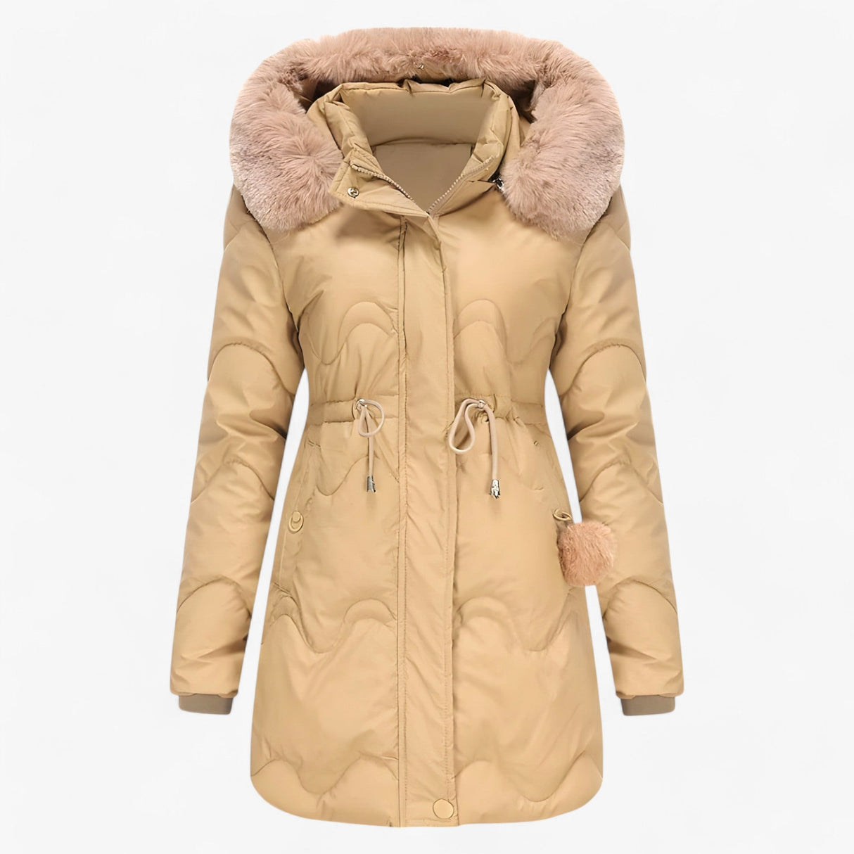 Ladies' Winter Jacket – Elegant Warm Jacket with Fur Collar and Hood