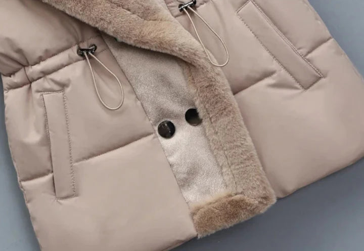 Dame Puffervest med Kunstpels til Vinter og Efterår