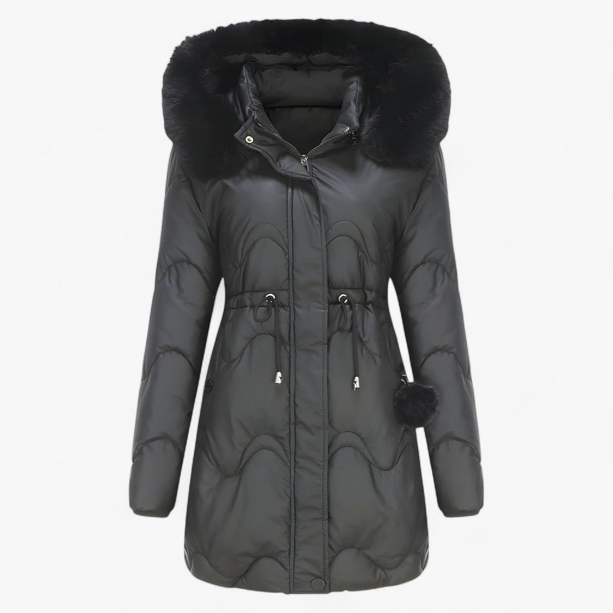 Ladies' Winter Jacket – Elegant Warm Jacket with Fur Collar and Hood