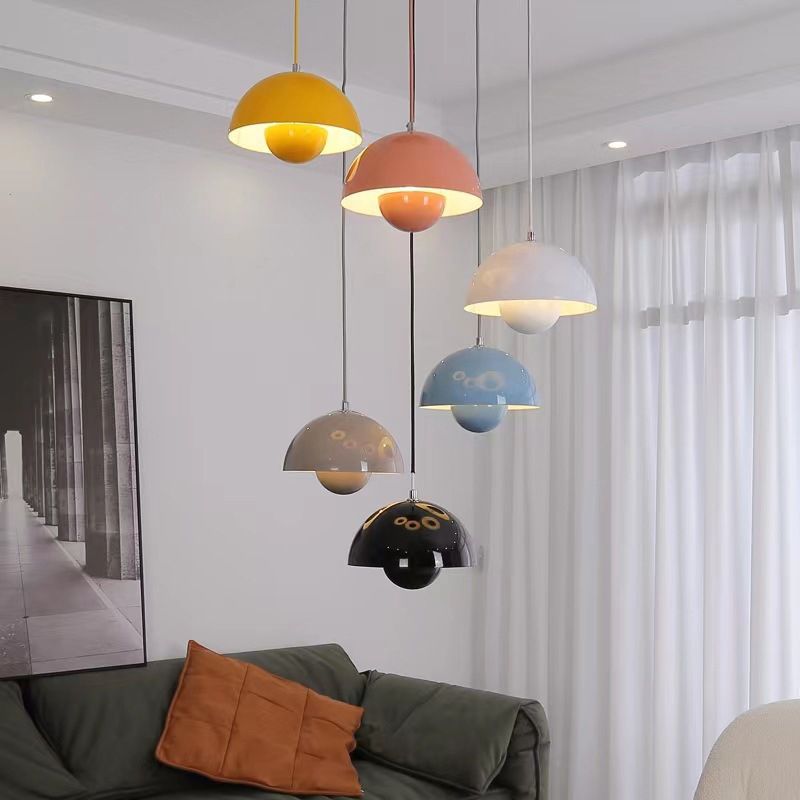 Nowoczesna półokrągła lampa sufitowa – kolorowa lampa designerska do salonu i jadalni