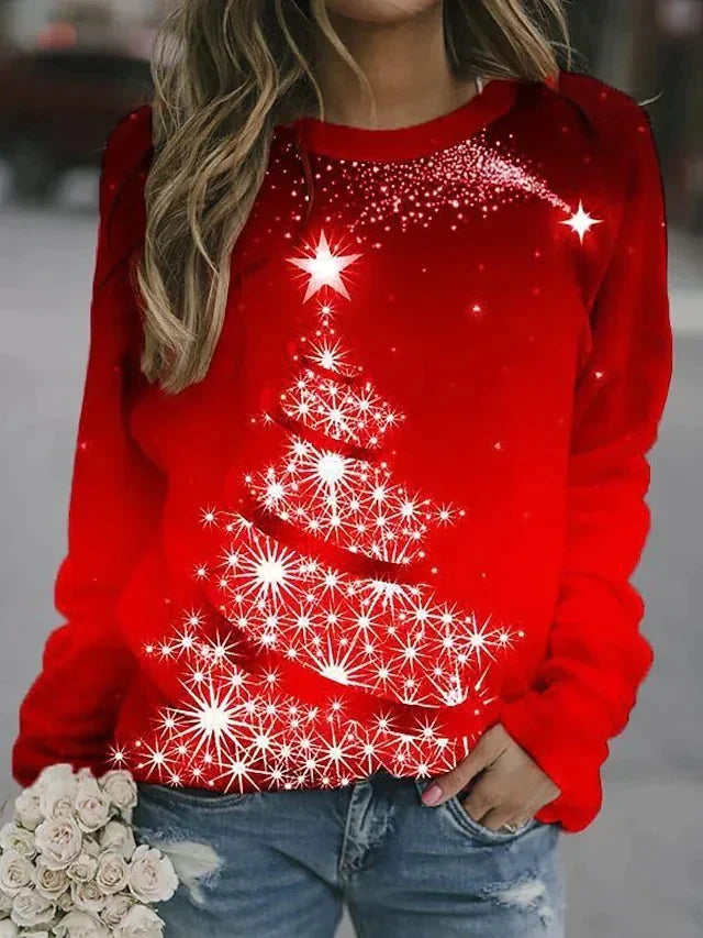 Women's Christmas Sweater – Winter Sweater with Reindeer Print