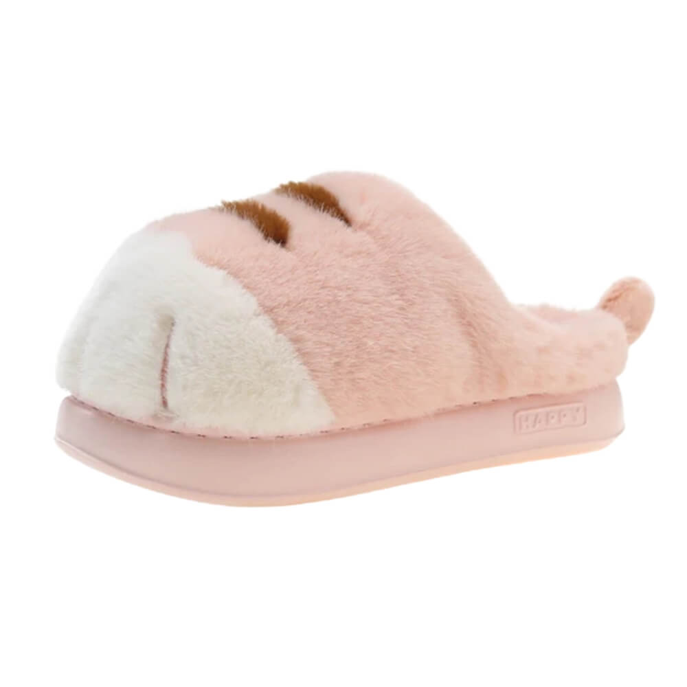Ladies' Cat Slippers – Warm Plush House Shoes with Paw Design