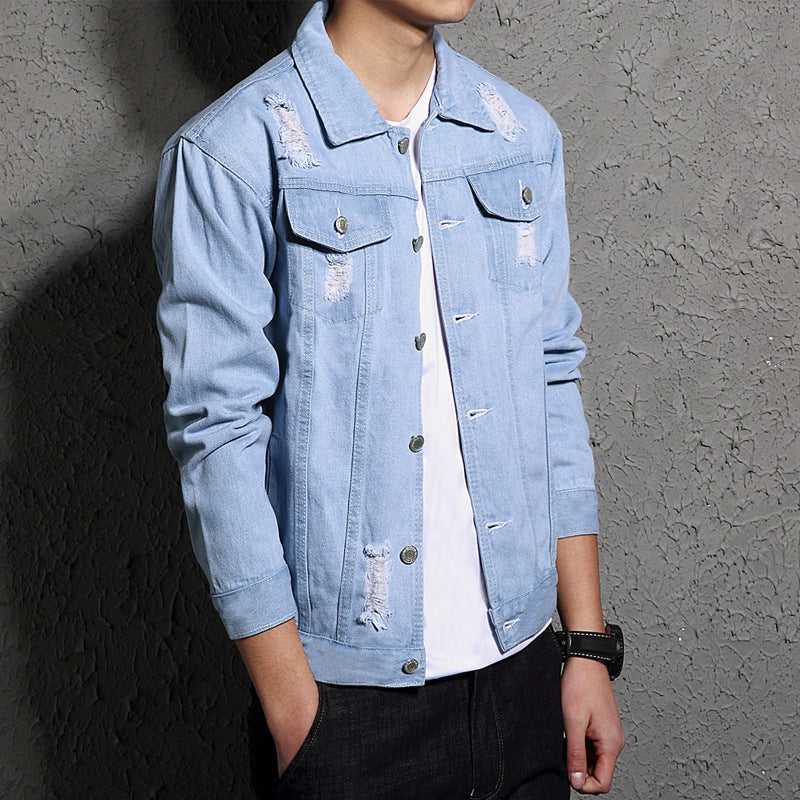 Silkeagtig Sort Revnet Jakke til Mænd