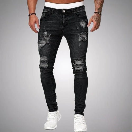 Herre Slim-Fit Ripped Jeans i Premium Bomuld
