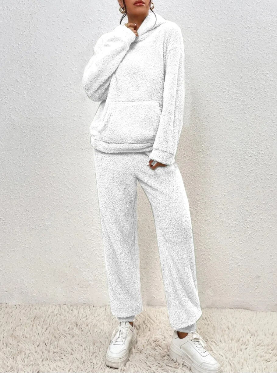 Warm Teddy Onesie with Hood and Kangaroo Pocket
