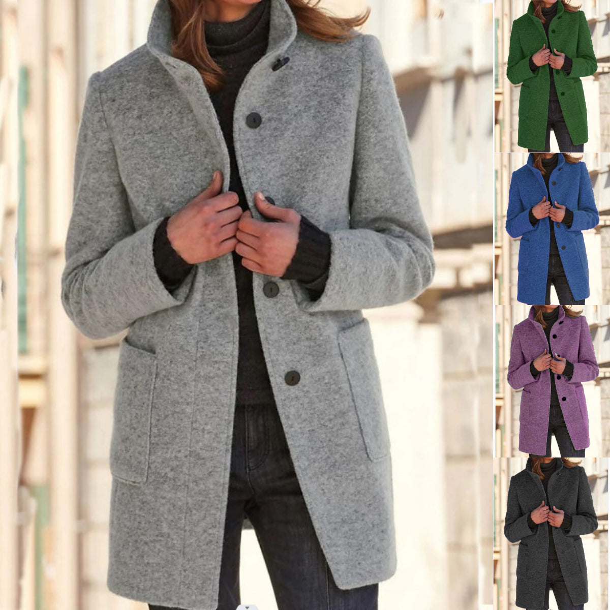 Klassische Damen-Winterjacke – Retro-Stil mit Knopfleiste