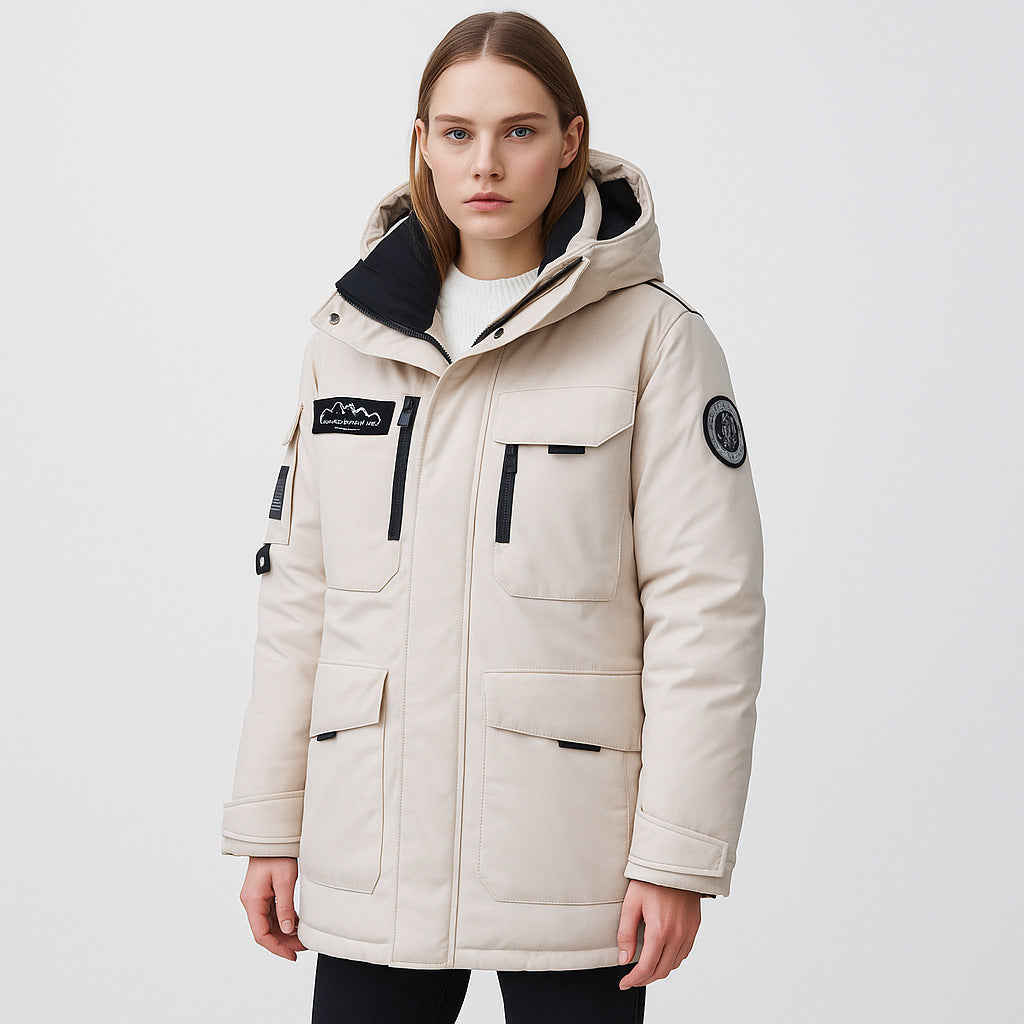 Ladies' winter parka – warm jacket with hood and functional pockets