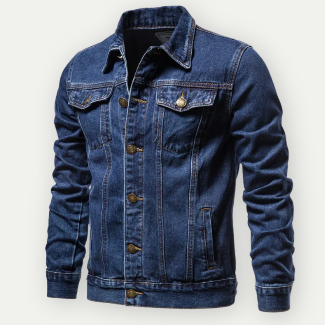 Herre Denim Trucker Jakke med Justerbar Talje