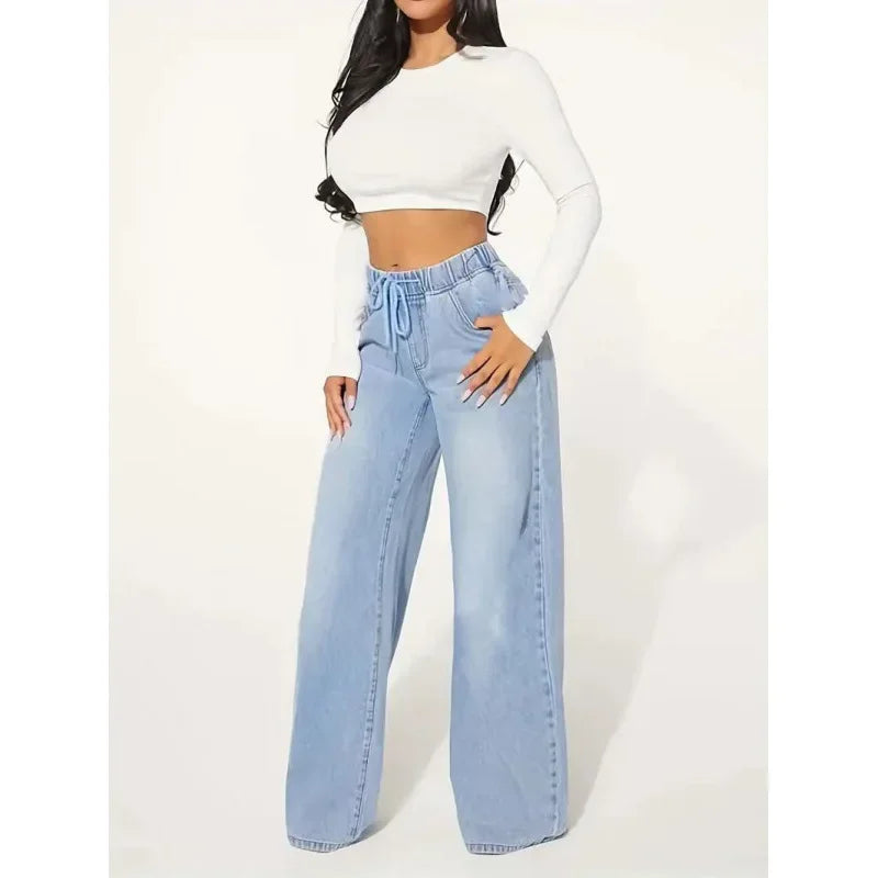 Dame Wide-Leg Jeans – Trendy Straight Jeans with High Waist