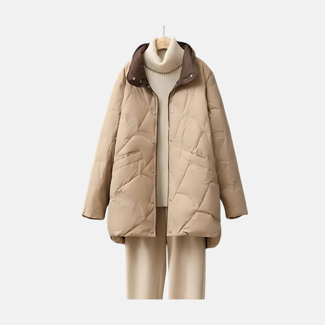 Dame Kort Vatteret Jakke – Varm Stilfuld Vinterjakke med Krave