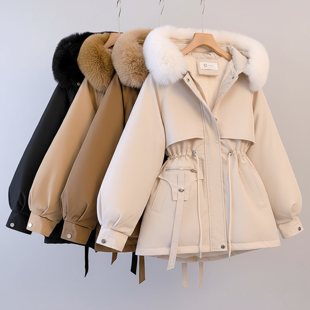 Dame vinterjakke med imiteret pelskrave – Varmt og elegant design