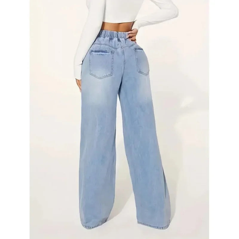 Dame Wide-Leg Jeans – Trendy Straight Jeans with High Waist