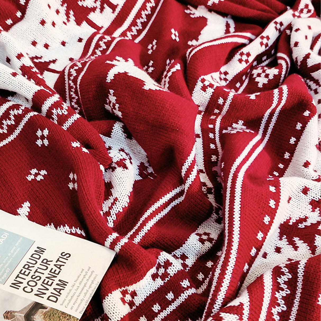 Weihnachtsdecke mit norwegischem Muster – Warmes und stimmungsvolles Wintertuch