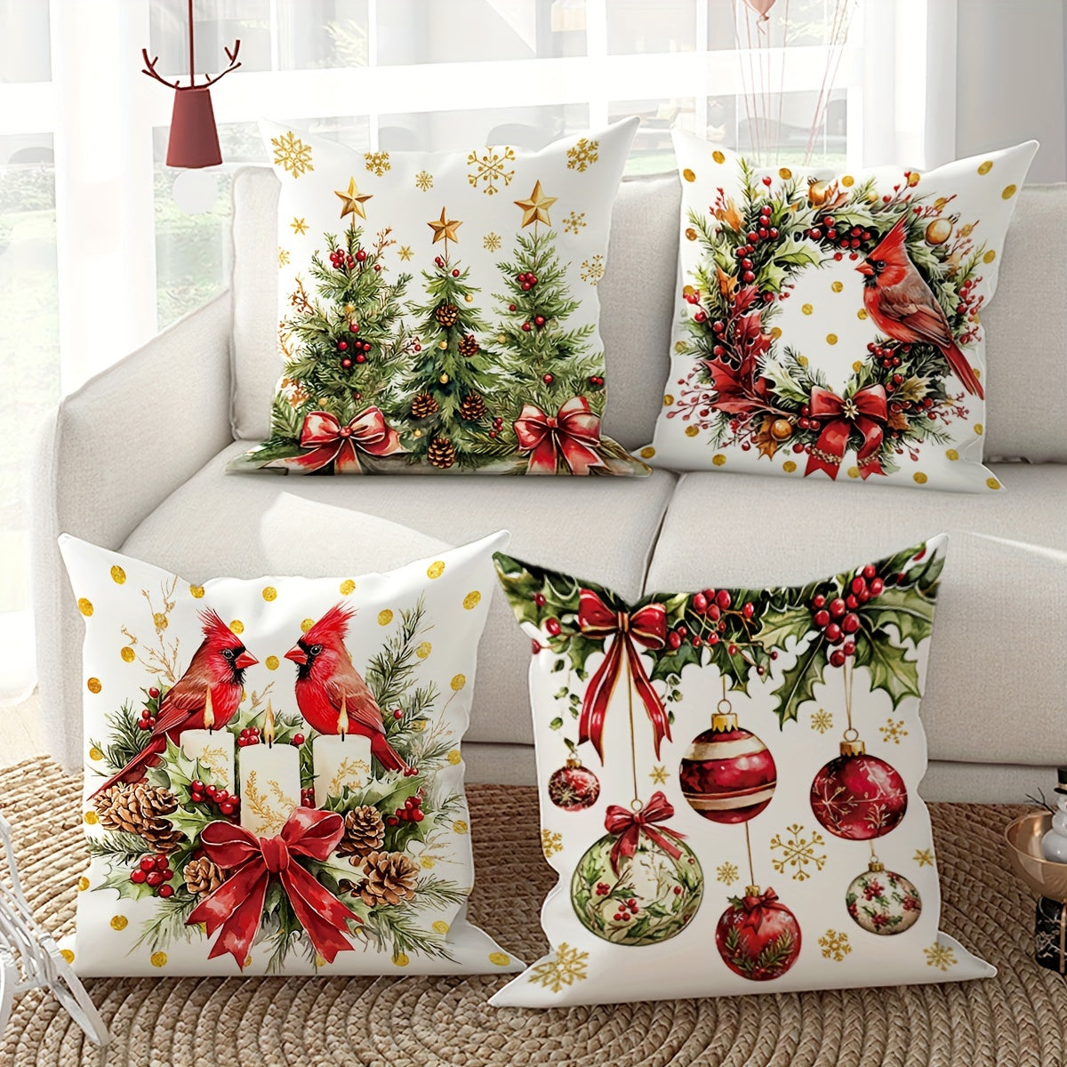 Jule Pudebetræk Sæt – Festlig Vinterdekoration til Sofa