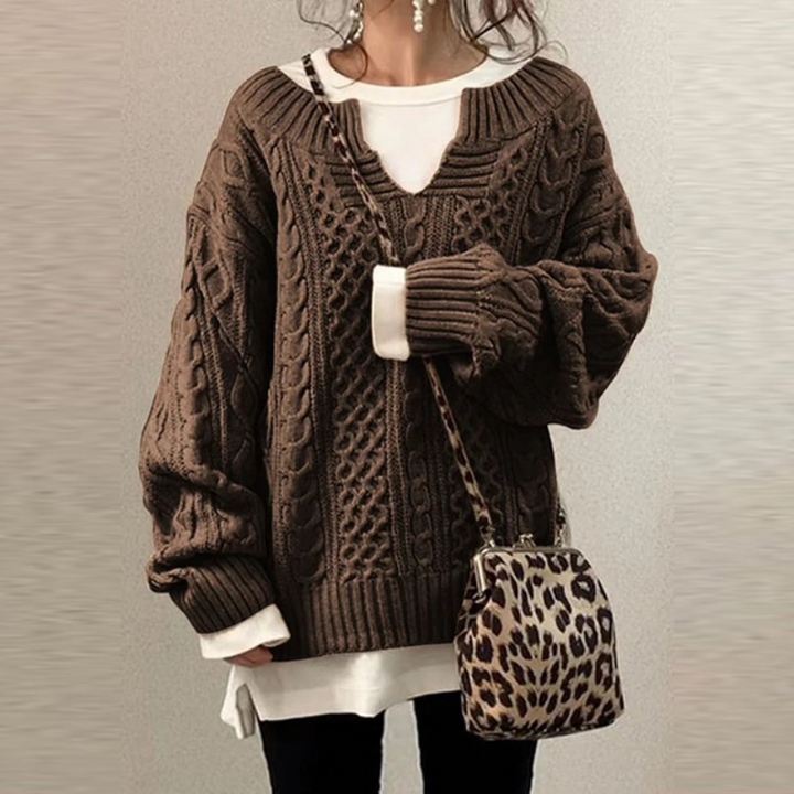 Ladies Oversized Cable Knit – Warm Cozy Knitted Sweater