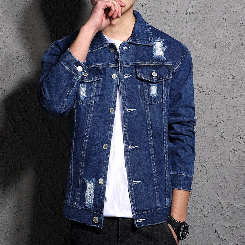 Silkeagtig Sort Revnet Jakke til Mænd