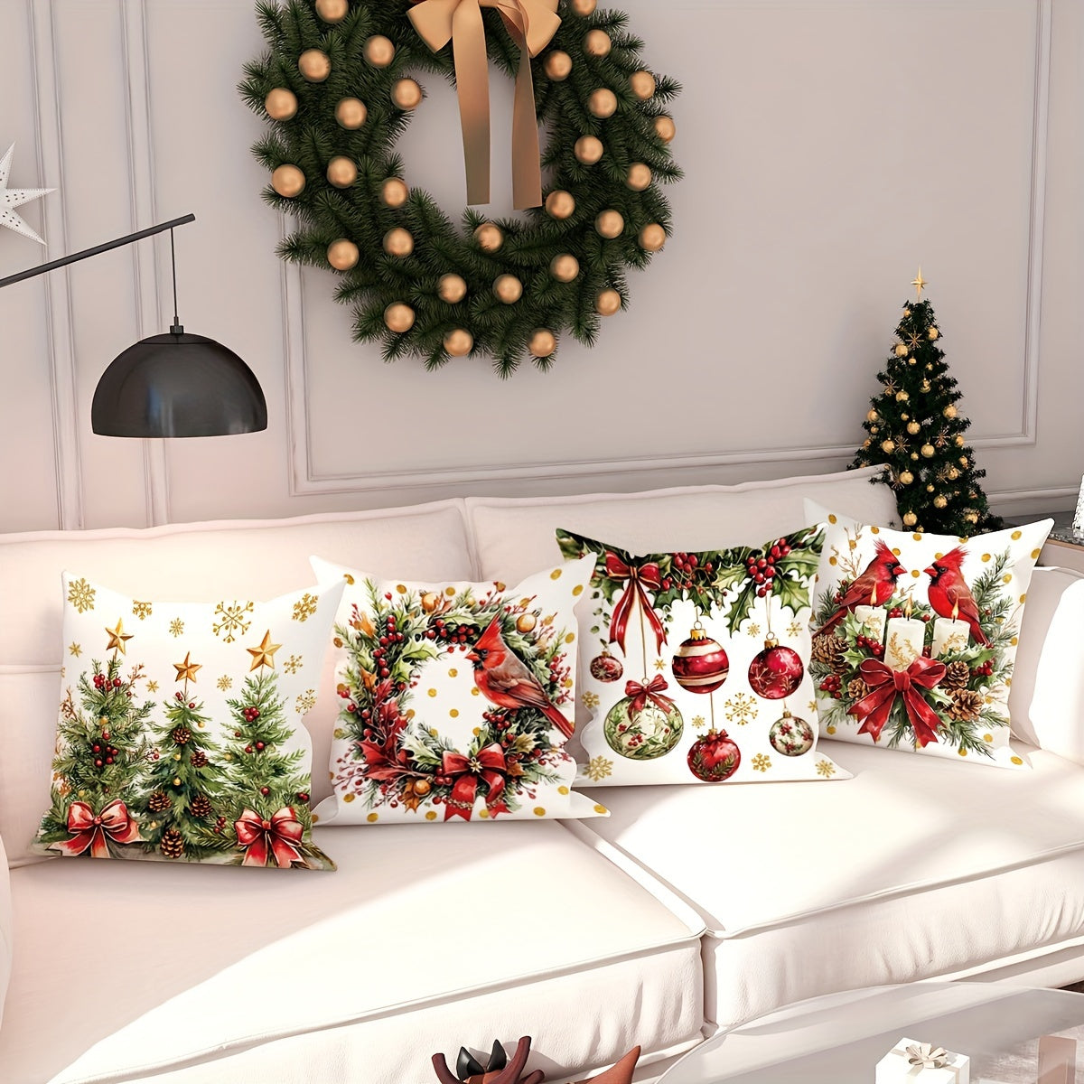 Jule Pudebetræk Sæt – Festlig Vinterdekoration til Sofa