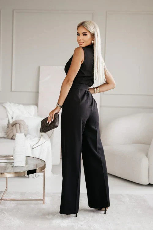 Jumpsuit Dame V-hals med Bælte Elegance