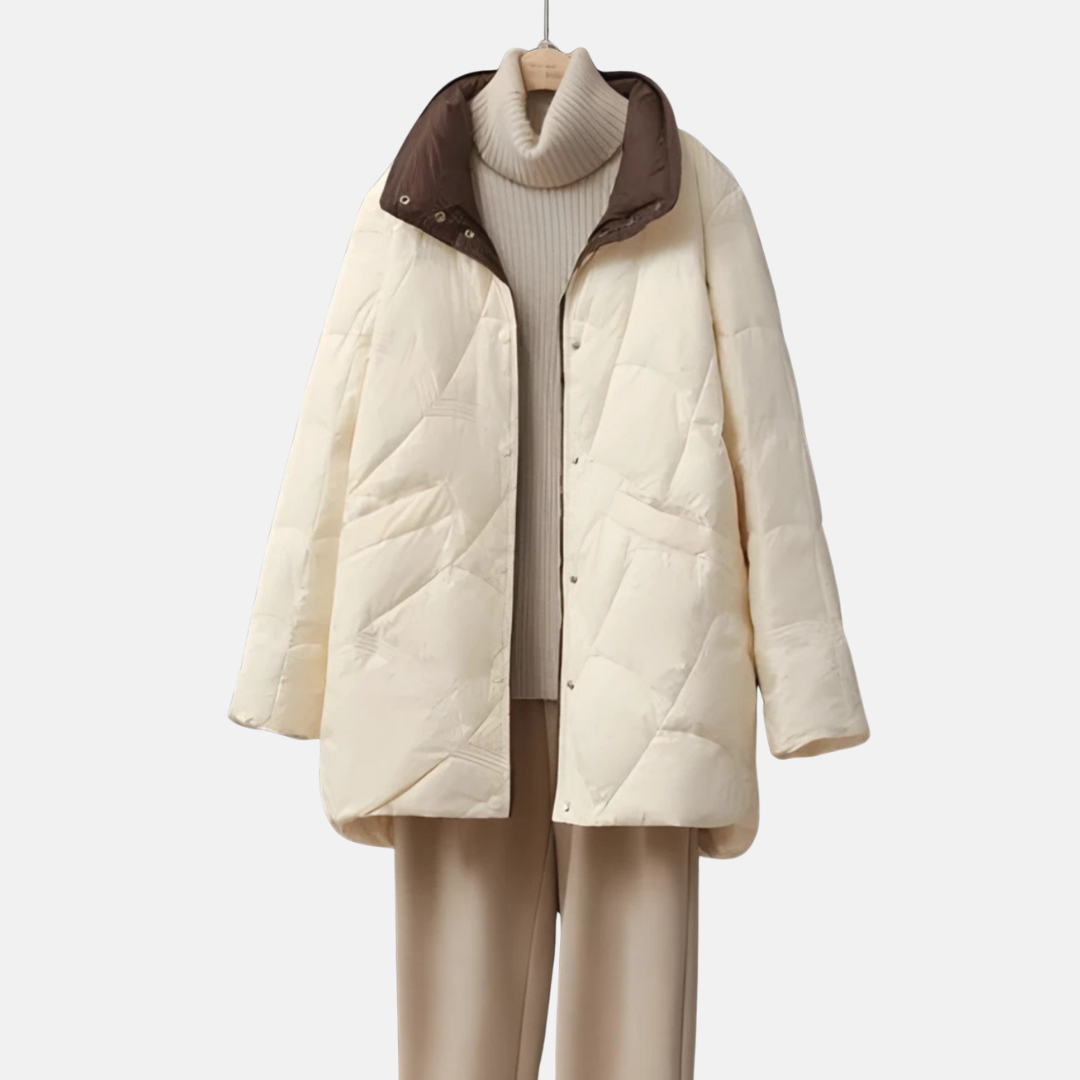 Dame Kort Vatteret Jakke – Varm Stilfuld Vinterjakke med Krave