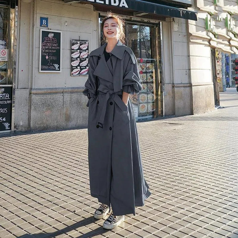 Maxi-lang Oversized Trenchcoat til Elegant Stil