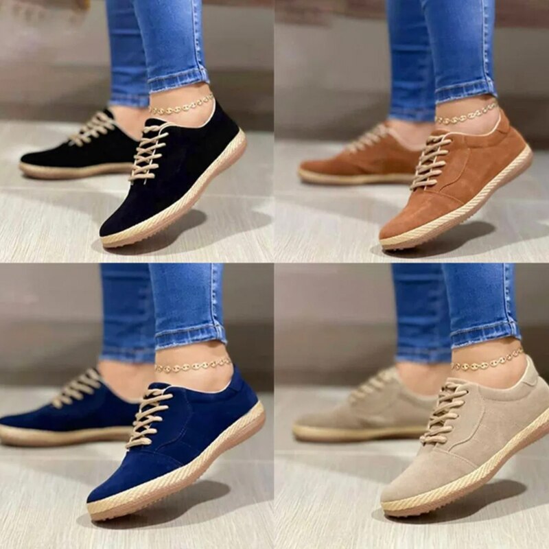 Komfortable Flade PU Sko med Lynlås