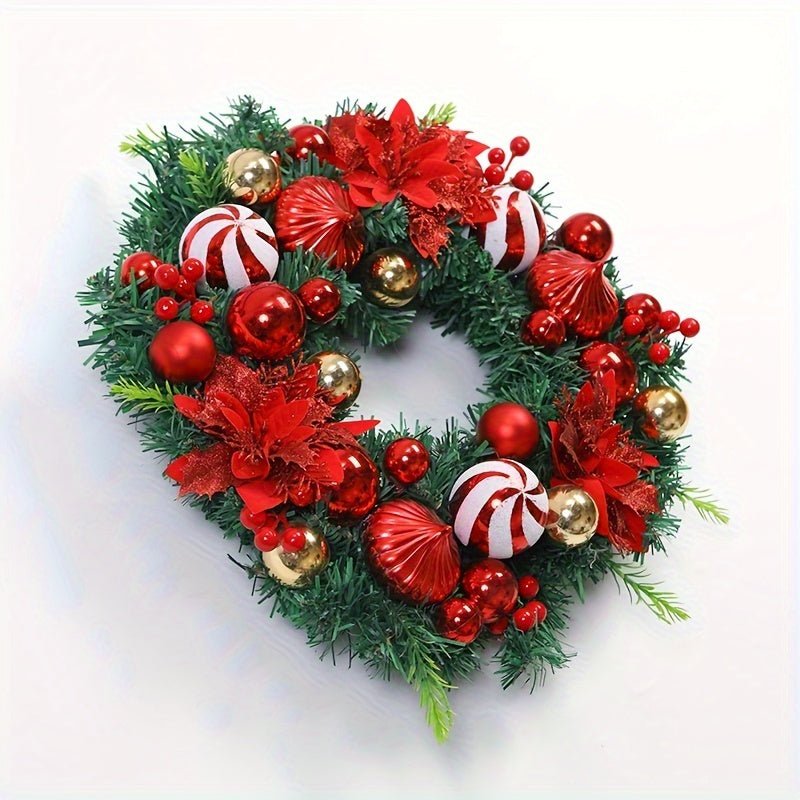 Weihnachtskranz mit Süßigkeiten-Dekoration – Roter Festlicher Winterkranz