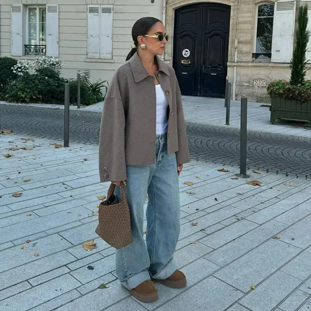 Elegant Oversized Damejakke - Komfort og Stil