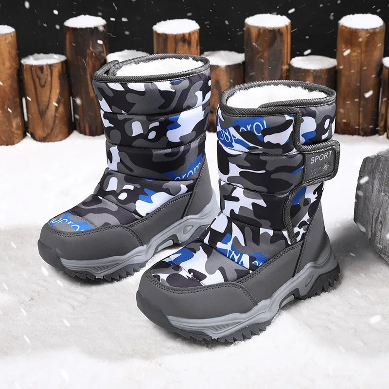 Children's winter boots – Warm camouflage snow boots with non-slip sole