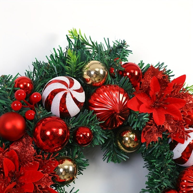 Weihnachtskranz mit Süßigkeiten-Dekoration – Roter Festlicher Winterkranz
