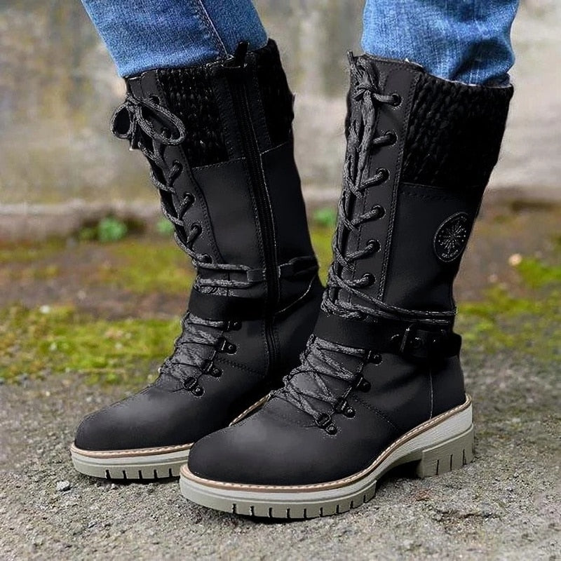 Ladies' winter boots – High lined boots with lace-up design