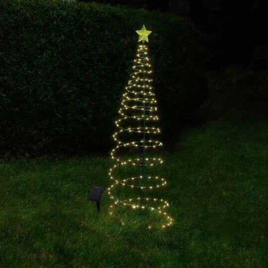 Solarbetriebener LED-Weihnachtsbaum für den Außenbereich – Beleuchtete Spiraldekoration