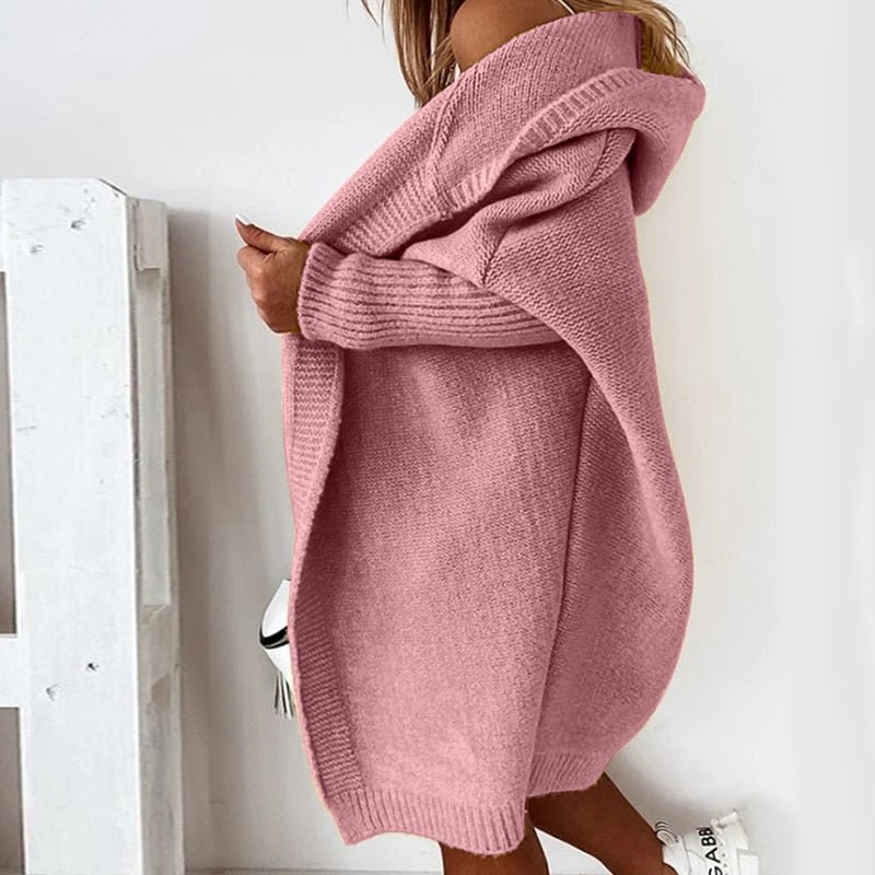 Krammende Oversized Cardigan med Hætte til Kolde Dage