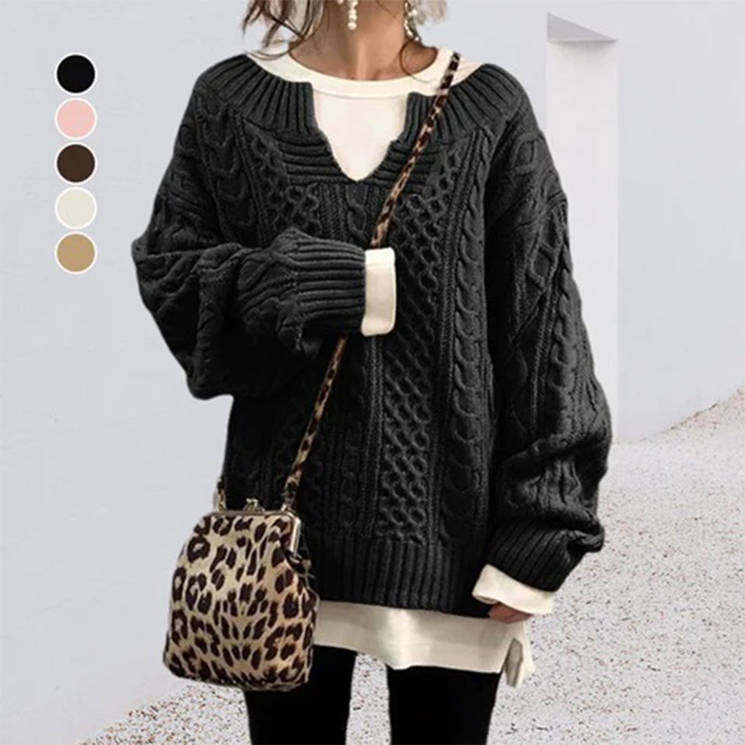 Oversized Strikket Sweater med Rund Hals
