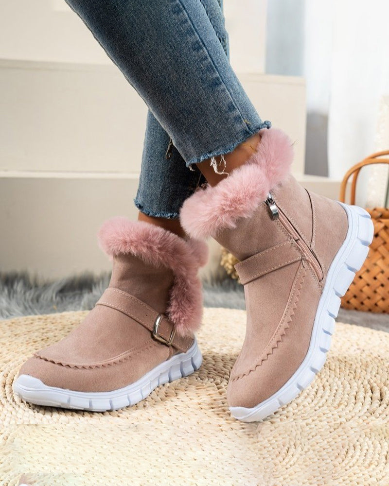 Varme Dame Vinterstøvler med Pelskrave – Komfortable Snow Boots