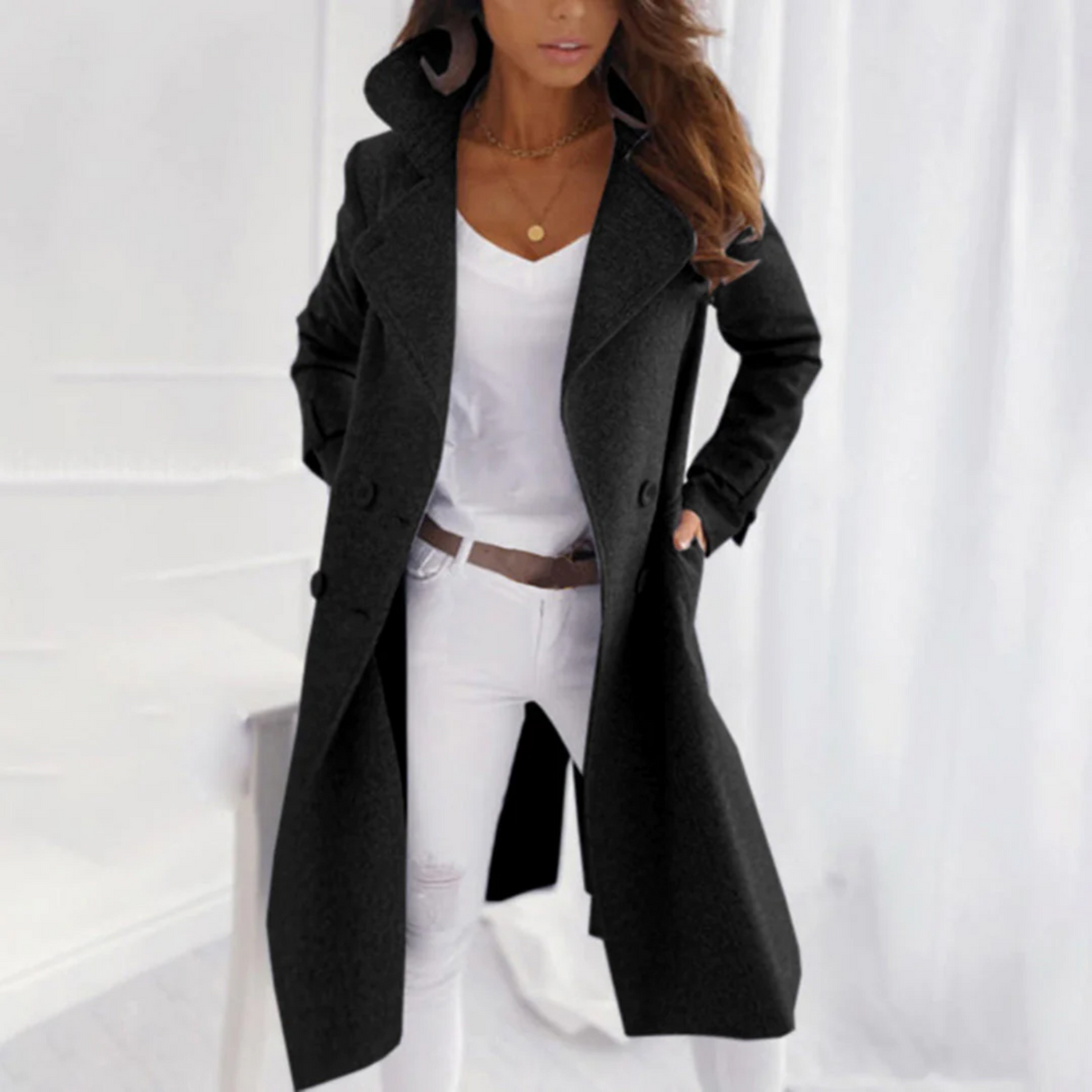 Ladies' winter jacket with wrap collar – elegant and timeless