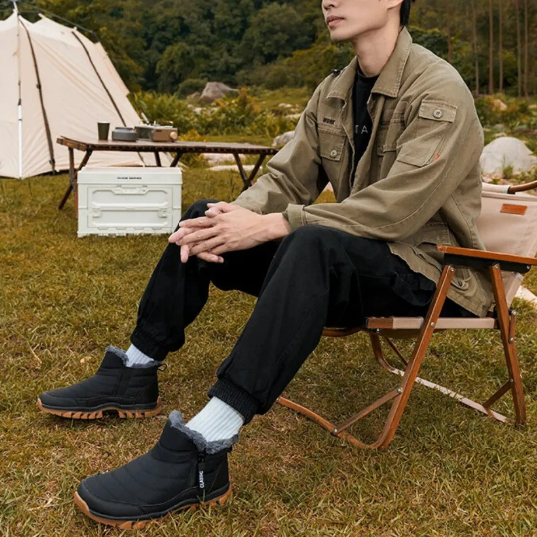 Men's Winter Outdoor Boots – Warm Non-Slip Ankle Boots with Zipper