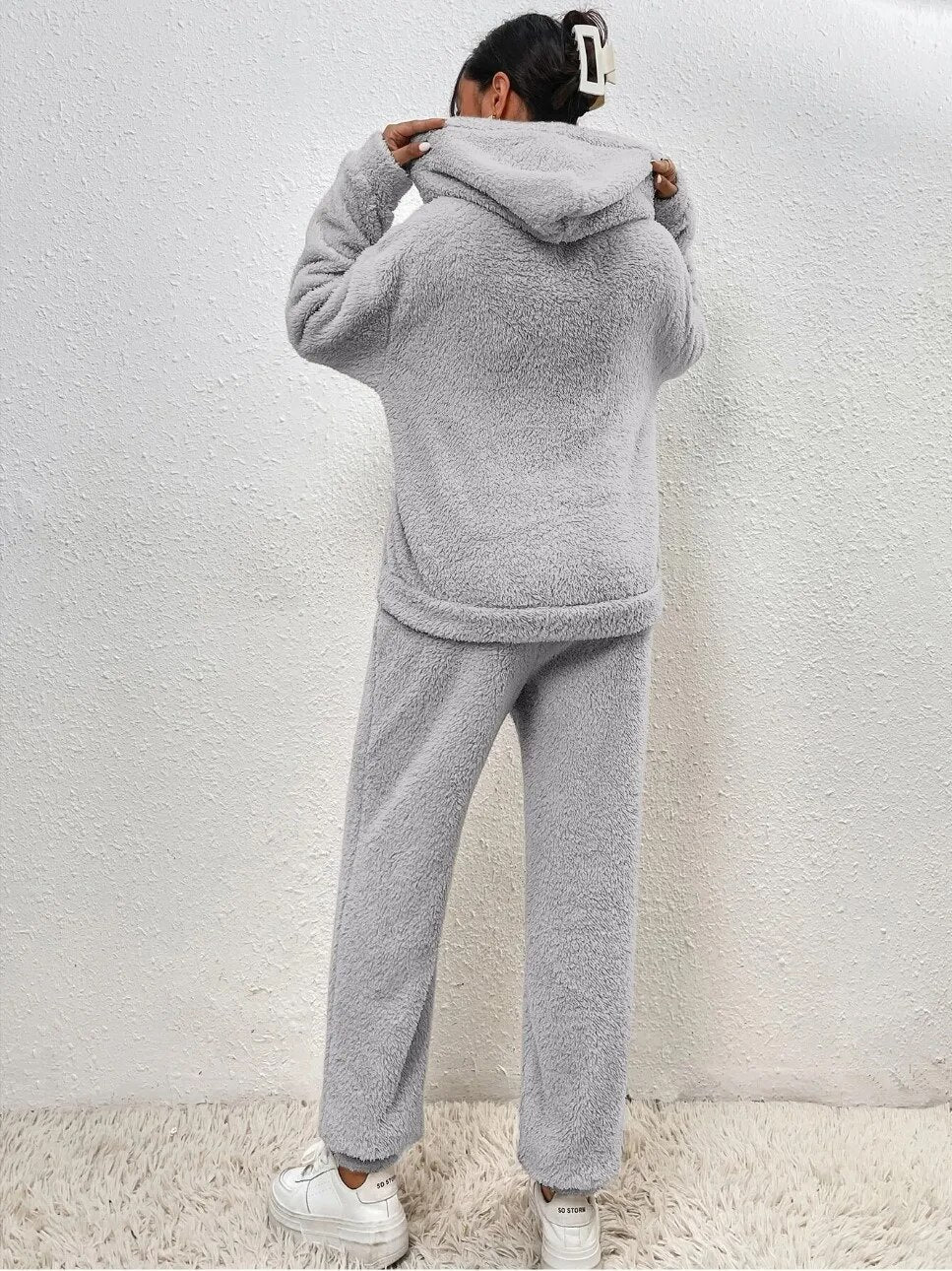 Warm Teddy Onesie with Hood and Kangaroo Pocket
