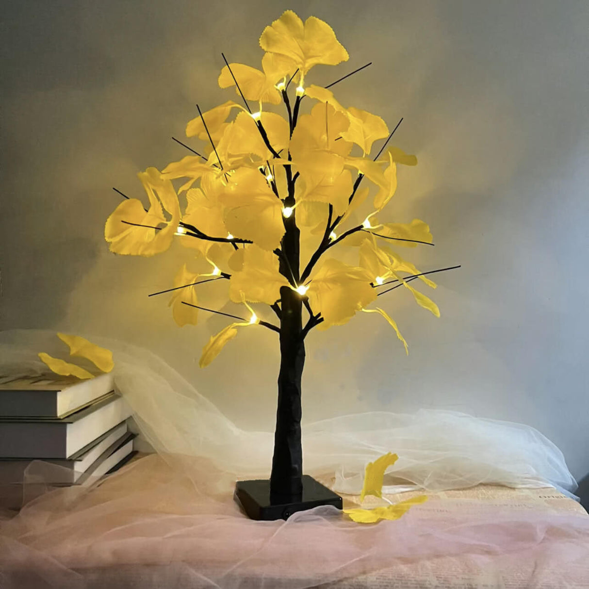 LED Ginkgo bordlampe 60cm dekoration hvid gul moderne batteribelysning integreret LED