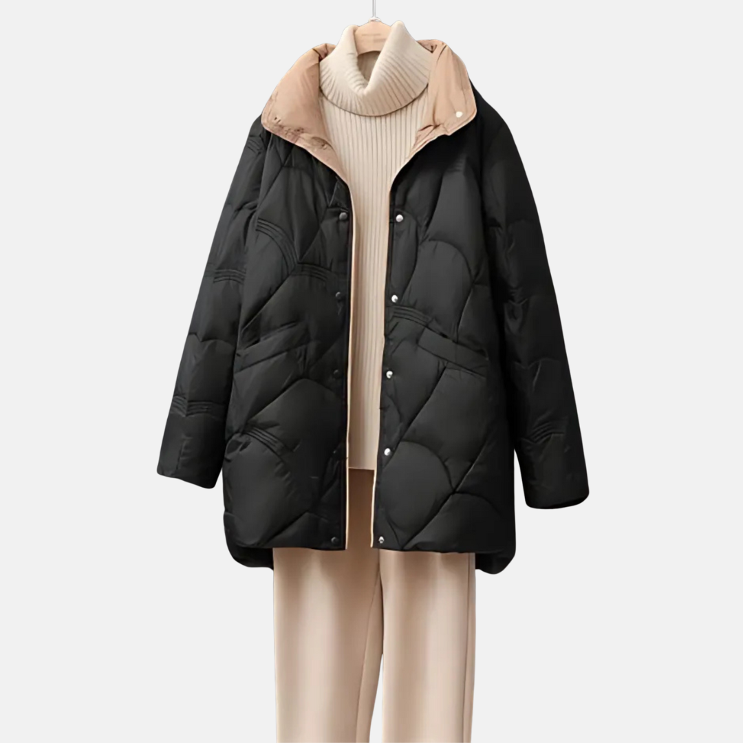 Dame Kort Vatteret Jakke – Varm Stilfuld Vinterjakke med Krave