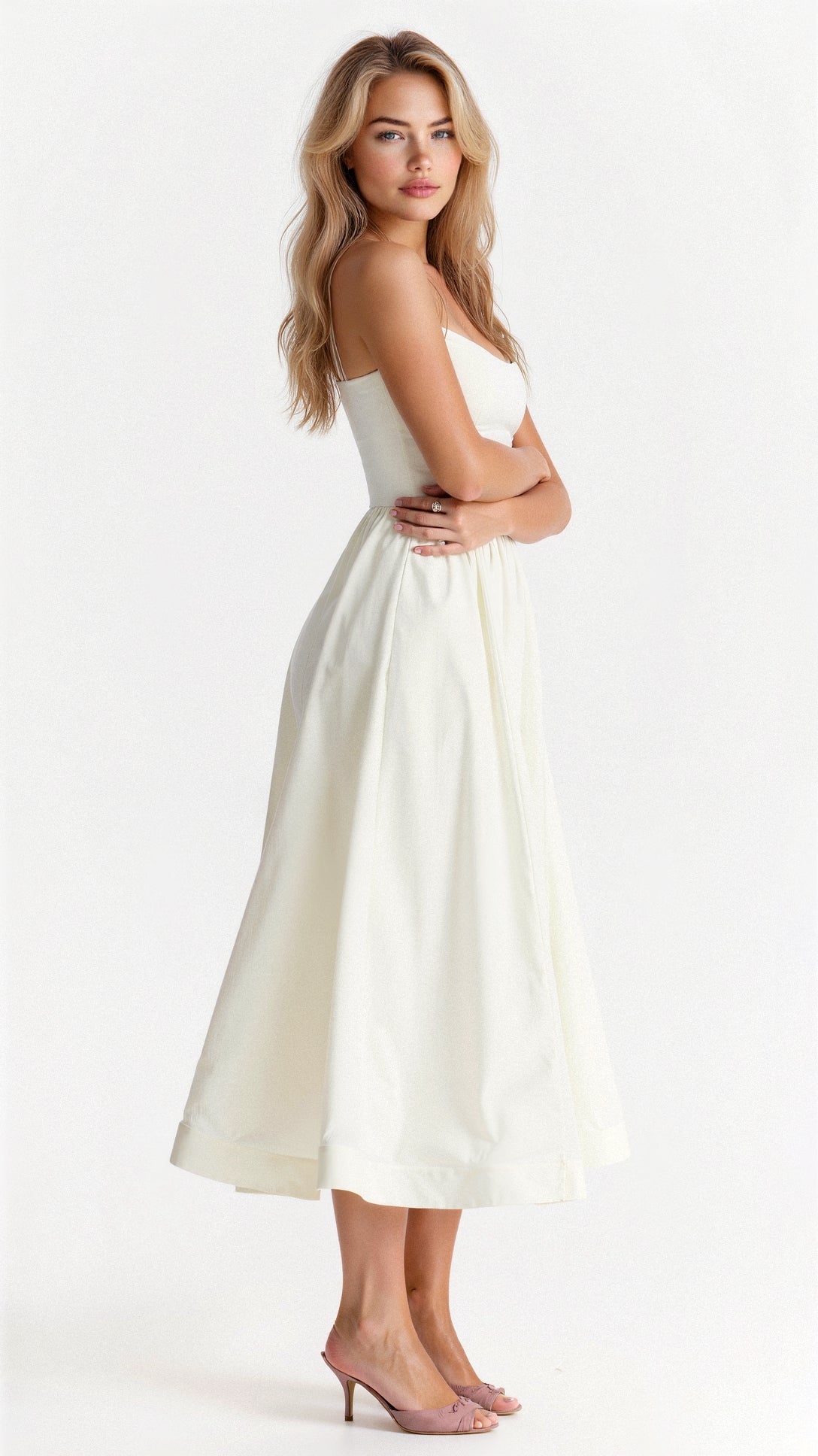 Kvinders A-line Midi Kjole i Ascot Stil