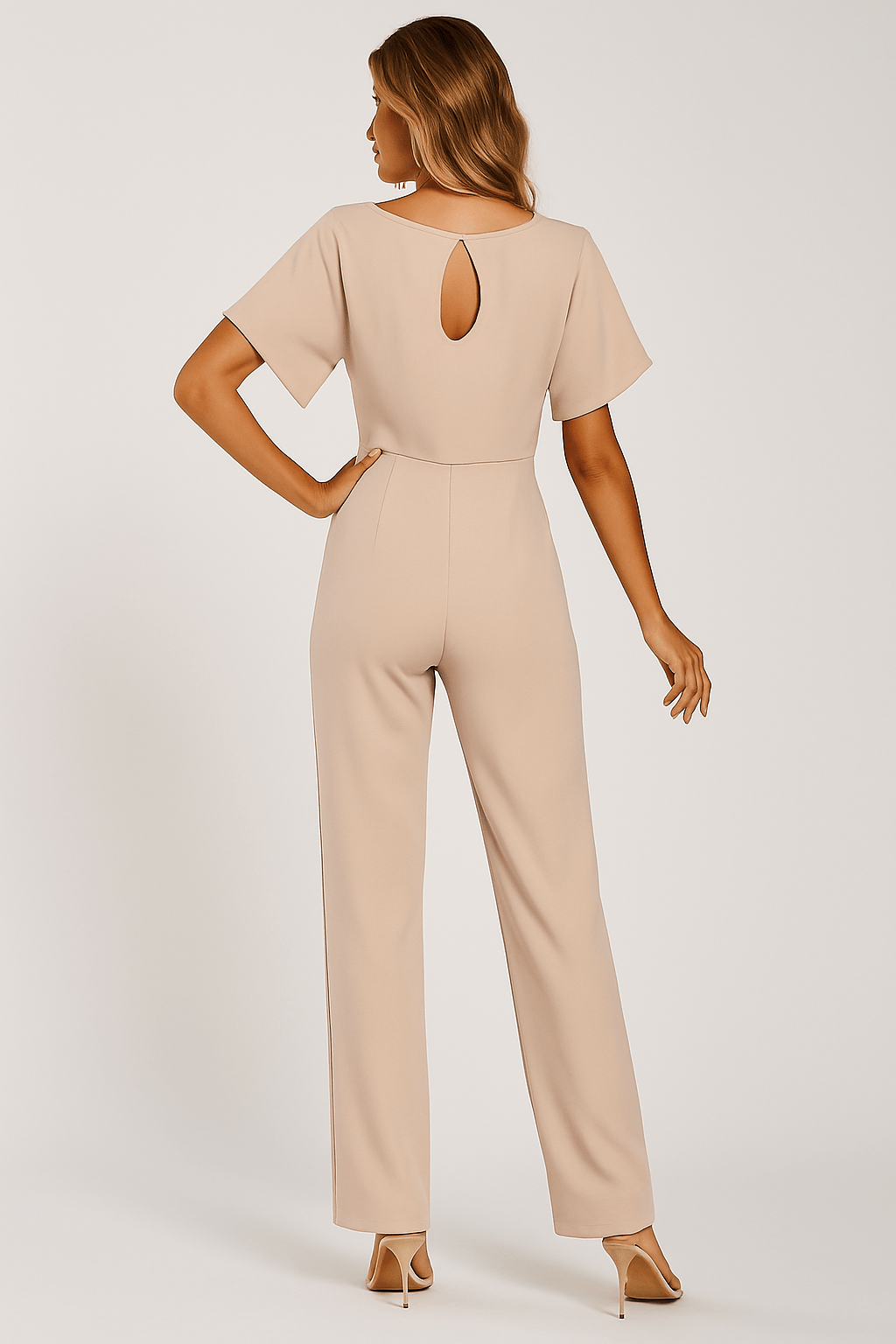 Kvinders Buksedragt med Bindebælte - Elegant Jumpsuit 2
