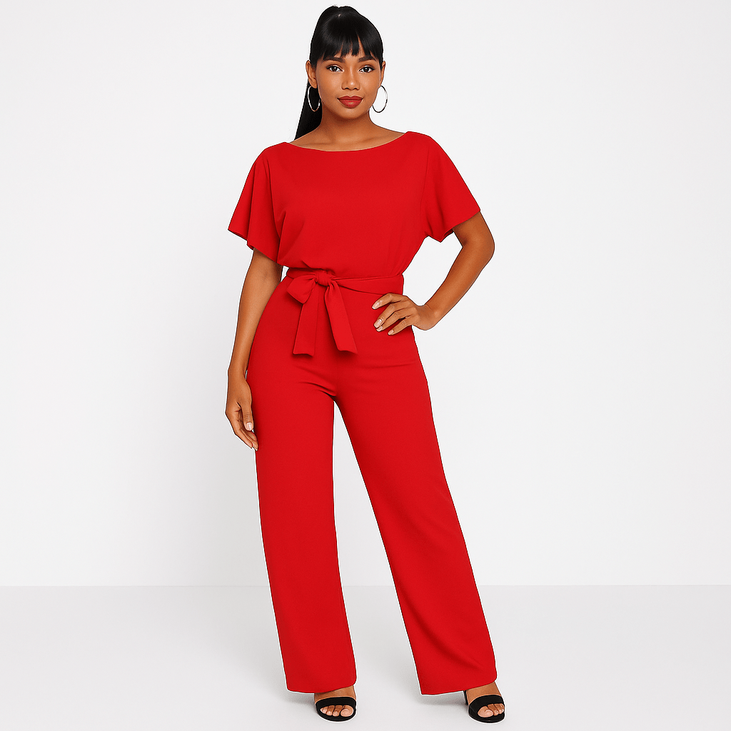 Kvinders Buksedragt med Bindebælte - Elegant Jumpsuit 9