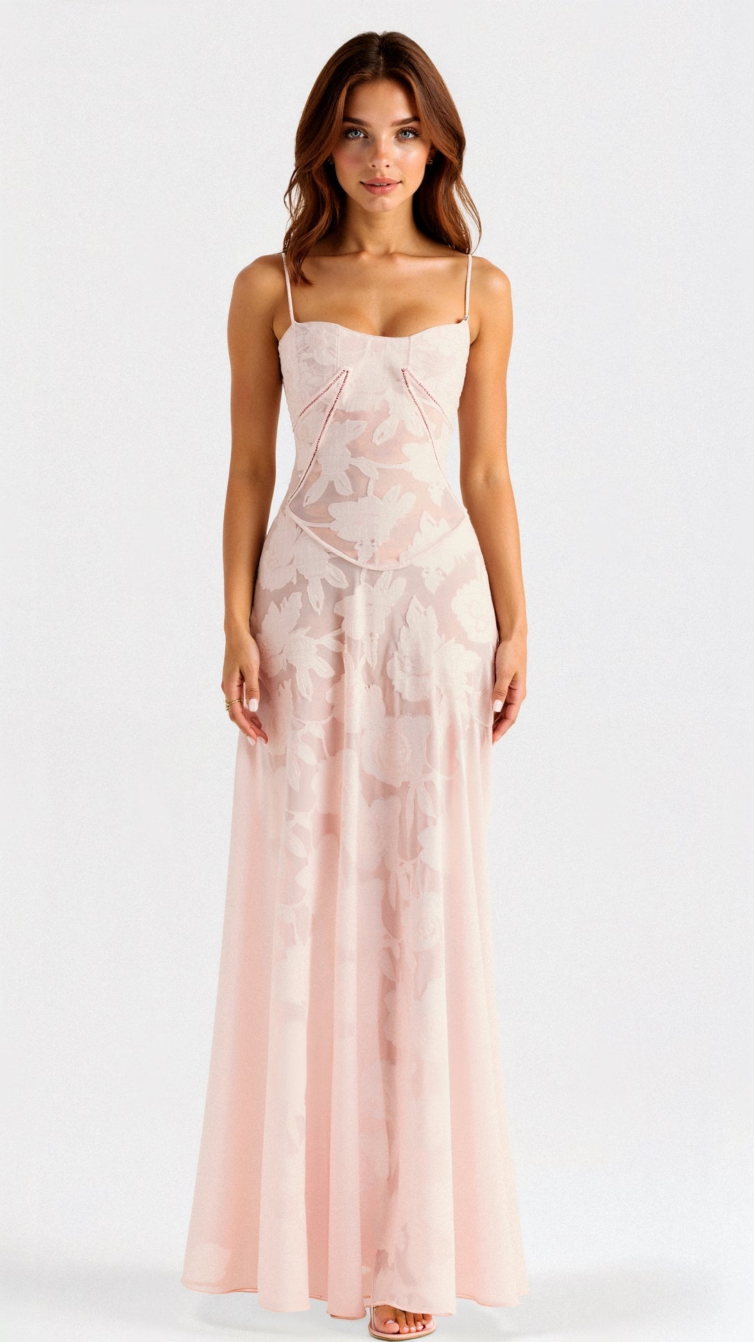 Kvinders Transparent Maxi Kjole med Blomsterdesign 6