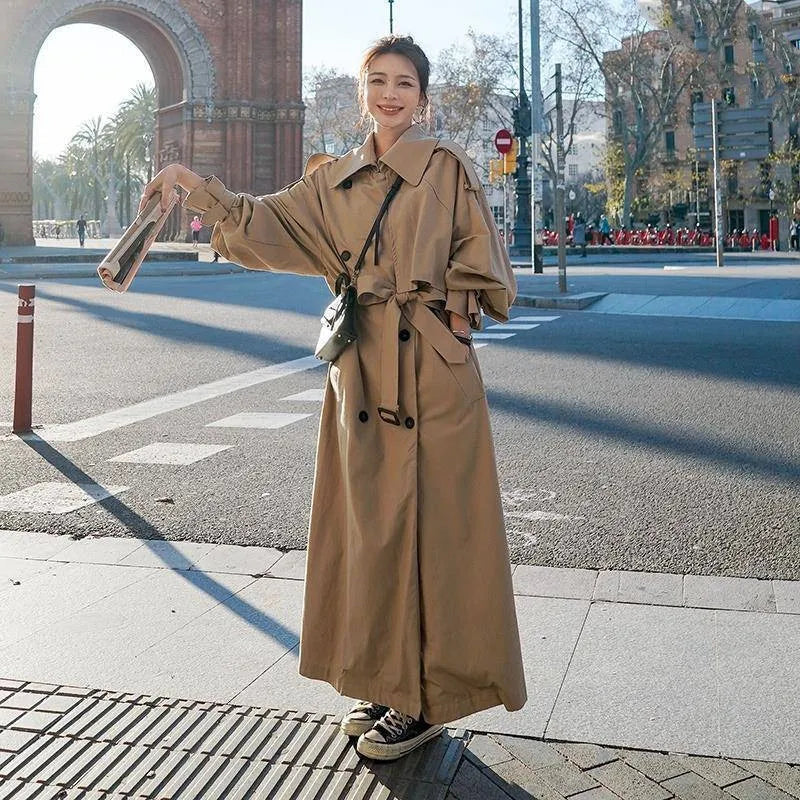 Maxi-lang Oversized Trenchcoat til Elegant Stil