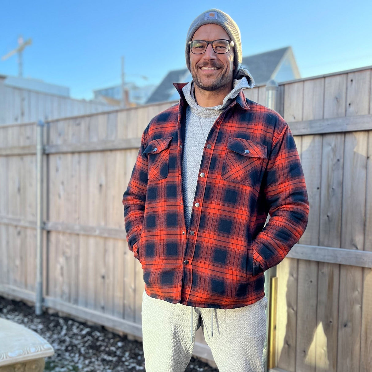 Herre Flannel Vintervest med Vatteret Foring