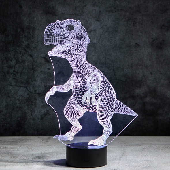 3D Dino LED Lampe – Natlampe til Børn med Farvet Lys