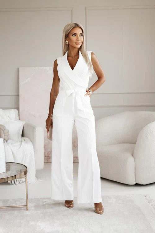 Jumpsuit Dame V-hals med Bælte Elegance