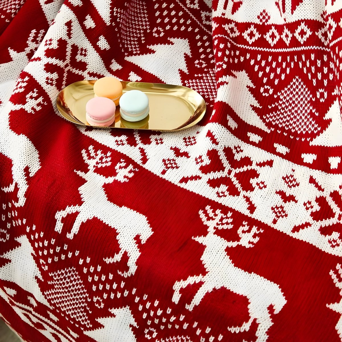 Varm juleplaid – blødt vintertæppe med festligt motiv