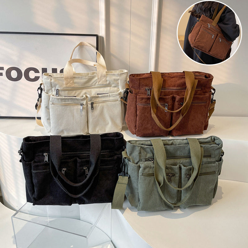 Velvet Shoulder Bag for Women – Large Shopper with Zipper